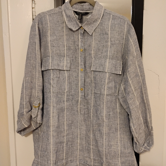 Ellen Tracy Striped 100% Linen Pullover Top, 2X - Picture 12 of 15